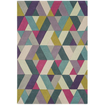 Funk Chevron Modern Geometric High-Density Heavyweight Hand-Woven Wool Blue/Green Multicolour Rug-Asiatic Carpets-Rug Love - The Most Loved Rug Store